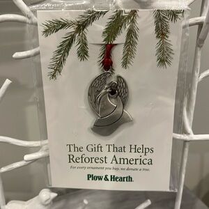 Plow & Hearth Pewter Angel Ornament NEW in Package Benefits Reforestation